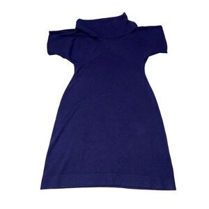 Sandra Darren Cowl Neck Sweater Dress Women's Large Knit Short Sleeve Career‎